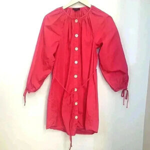 J. Crew Pink Shirt Dress Tie-Sleeve Cotton Poplin SIZE XS Balloon sleeves